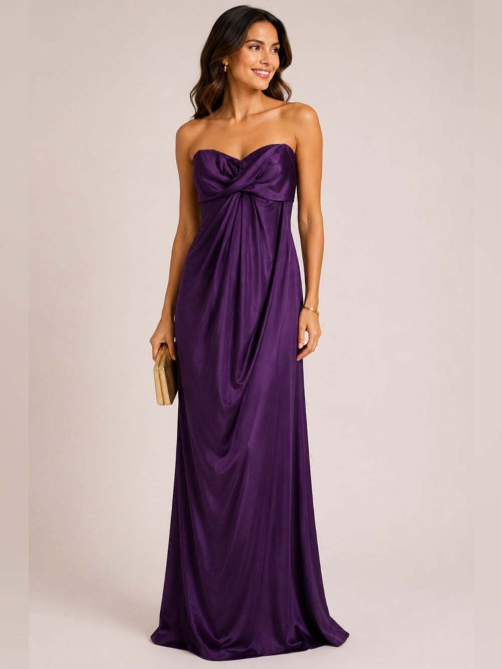 Rubber Ducky Productions Purple Cocktail Maxi Dress Size Medium Pleated NWT